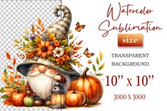 Explore our cozy watercolor clipart featuring a fall gnome and festive pumpkin. Perfect for Thanksgiving crafts, invitations, scrapbooking, and creative autumn projects.