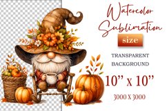 Explore our cozy watercolor clipart featuring a fall gnome and festive pumpkin. Perfect for Thanksgiving crafts, invitations, scrapbooking, and creative autumn projects.