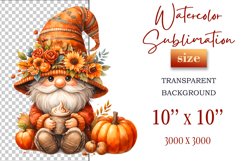 Explore our cozy watercolor clipart featuring a fall gnome and festive pumpkin. Perfect for Thanksgiving crafts, invitations, scrapbooking, and creative autumn projects.