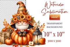 Explore our cozy watercolor clipart featuring a fall gnome and festive pumpkin. Perfect for Thanksgiving crafts, invitations, scrapbooking, and creative autumn projects.