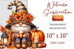 Explore our cozy watercolor clipart featuring a fall gnome and festive pumpkin. Perfect for Thanksgiving crafts, invitations, scrapbooking, and creative autumn projects.