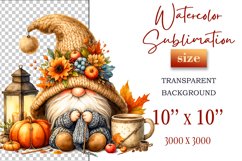 Explore our cozy watercolor clipart featuring a fall gnome and festive pumpkin. Perfect for Thanksgiving crafts, invitations, scrapbooking, and creative autumn projects.