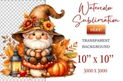 Explore our cozy watercolor clipart featuring a fall gnome and festive pumpkin. Perfect for Thanksgiving crafts, invitations, scrapbooking, and creative autumn projects.