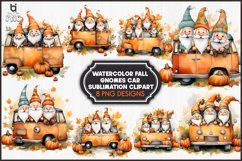 Watercolor Fall Gnomes Car Sublimation PNG Clipart Bundle Product Image 1