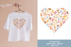 Watercolor cute fall heart sublimation / clipart- 1 png file Product Image 1