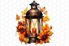 Watercolor Fall Lantern Cliparts