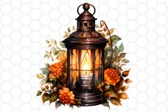 Watercolor Fall Lantern Cliparts