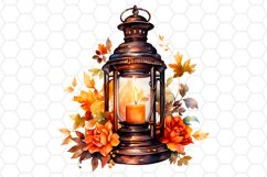 Watercolor Fall Lantern Cliparts