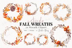 Watercolor Fall Wreath Clipart Product Image 1