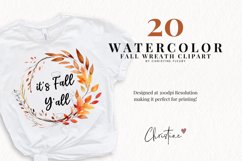 Watercolor Fall Wreath Clipart Product Image 2