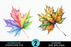 Watercolor Fall Leaves Design Clipart Product Image 1