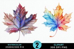 Watercolor Fall Leaves Design Clipart Product Image 1