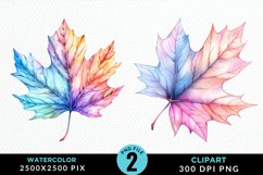 Watercolor Fall Leaves Design Clipart Product Image 1