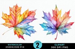 Watercolor Fall Leaves Design Clipart Product Image 1