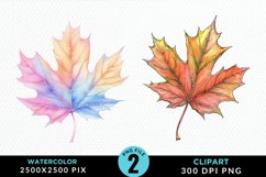 Watercolor Fall Leaves PNG Clipart Product Image 1