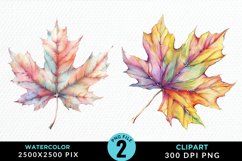 Watercolor Fall Leaves PNG Clipart Product Image 1