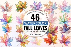 Watercolor Fall Leaves Clipart Bundle Product Image 1