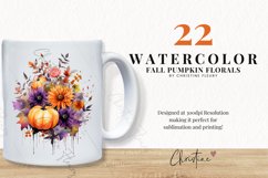 Watercolor Fall Pumpkin Floral Clipart Product Image 2
