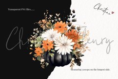 Watercolor Fall Pumpkin Floral Clipart Product Image 3