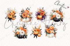Watercolor Fall Pumpkin Floral Clipart Product Image 4