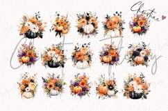 Watercolor Fall Pumpkin Floral Clipart Product Image 5