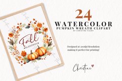 Watercolor Pumpkin Wreath Clipart Product Image 2