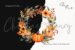 Watercolor Pumpkin Wreath Clipart Product Image 3