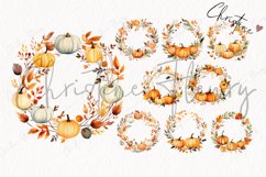 Watercolor Pumpkin Wreath Clipart Product Image 4