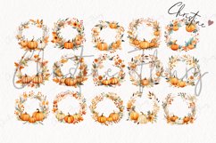 Watercolor Pumpkin Wreath Clipart Product Image 5