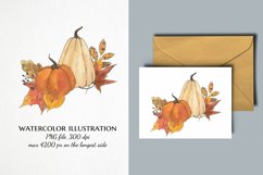 Fall sublimation png, Watercolor thanksgiving pumpkin leaf Product Image 1