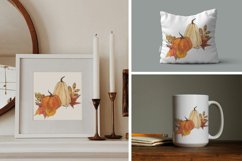 Fall sublimation png, Watercolor thanksgiving pumpkin leaf Product Image 3