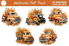 Watercolor Autumn Vintage Truck Clipart Bundle Product Image 2