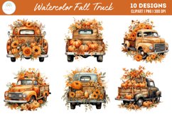 Watercolor Autumn Vintage Truck Clipart Bundle Product Image 3