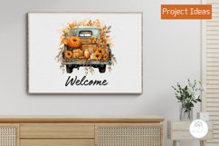 Watercolor Autumn Vintage Truck Clipart Bundle Product Image 4