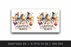 Watercolor family of birds Grateful Hearts quote for Thanksgiving print 20 oz tumbler skinny mug wrap clipart t-shirt sublimation printable design