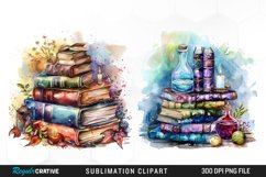 Watercolor Fantasy Books Sublimation PNG Clipart Product Image 1