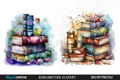 Watercolor Fantasy Books Sublimation PNG Clipart Product Image 1