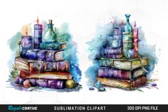 Watercolor Fantasy Books Sublimation PNG Clipart Product Image 1
