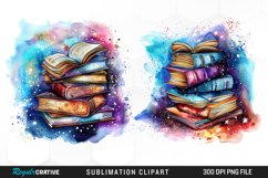 Watercolor Fantasy Books Sublimation PNG Clipart Product Image 1