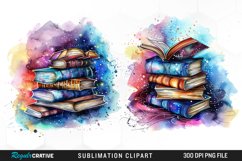 Watercolor Fantasy Books Sublimation PNG Clipart Product Image 1