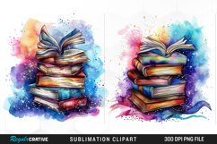 Watercolor Fantasy Books Sublimation PNG Clipart Product Image 1