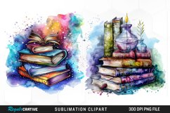 Watercolor Fantasy Books Sublimation PNG Clipart Product Image 1