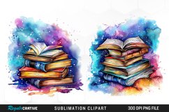 Watercolor Fantasy Books Sublimation PNG Clipart Product Image 1