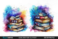 Watercolor Fantasy Books Sublimation PNG Clipart Product Image 1