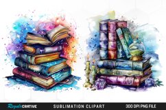 Watercolor Fantasy Books Sublimation PNG Clipart Product Image 1