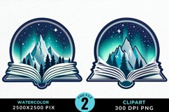 Watercolor Fantasy Books Collection Art Clipart Product Image 1