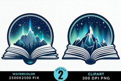 Watercolor Fantasy Books Collection Clipart Product Image 1