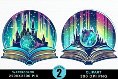 Watercolor Fantasy Books Collection Art Clipart Product Image 1
