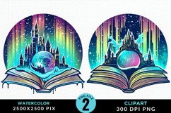 Watercolor Fantasy Books Collection Clipart Product Image 1