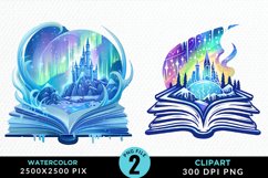 Watercolor Fantasy Books Collection Clipart Product Image 1